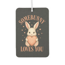 Somebunny Loves You Cute Bunny on Dark Charcoal