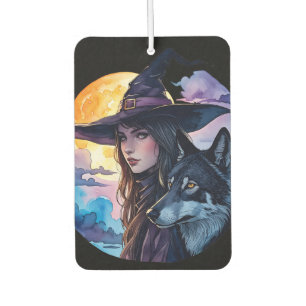 Désodorisant Pour Voiture Sorcière avec un loup - Halloween Fun 1