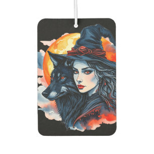Désodorisant Pour Voiture Sorcière avec un loup - Halloween Fun 2