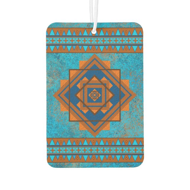 Désodorisant Pour Voiture Southwest Mountain Peak Turquoise Design géométriq (Dos)