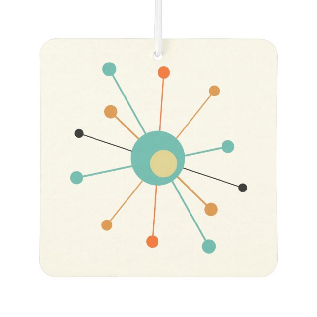 Désodorisant Pour Voiture Starburst atomique Orange Aqua Bleu Mid Mod (Devant)