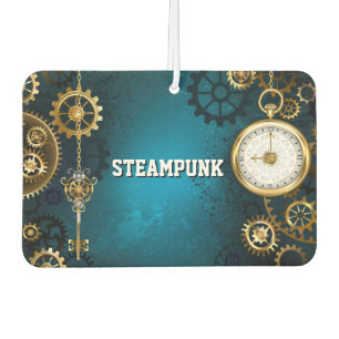 Désodorisant Pour Voiture Steampunk Arrière - plan turquoise avec Gears