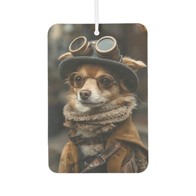 Désodorisant Pour Voiture Steampunk Chihuahua Chien Funny Cadeau Air Freshen (Devant)