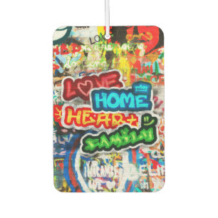 Désodorisant Pour Voiture Streetart Graffiti Amour Maison Cœur Coloré Funky