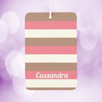 Désodorisant Pour Voiture Stripes Personnaliser Pink Brown Blanc
