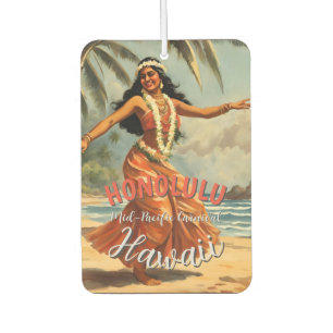 Désodorisant Pour Voiture Style vintage Hawaiian Travel Honolulu Mid-Pacific
