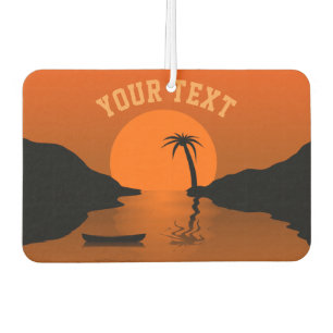 Désodorisant Pour Voiture Sunset Beach Tropical Orange Texte personnalisé