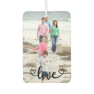 Désodorisant Pour Voiture Superposition d'amour de photo de famille et bois