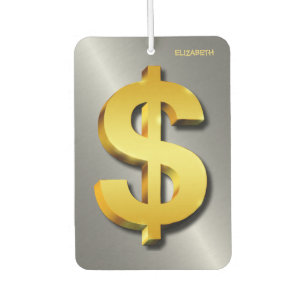 Désodorisant Pour Voiture Symbole d'argent or Dollar Sparkling