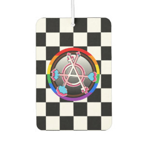 Désodorisant Pour Voiture Symbole de l'anarchie de genre, emblème sur damier