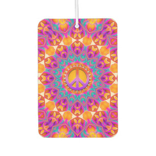 Désodorisant Pour Voiture Symbole de paix Psychédélique Mandala rose