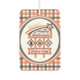 Désodorisant Pour Voiture Symbole d'Halloween Vintage rétro - Tricoter ou tr