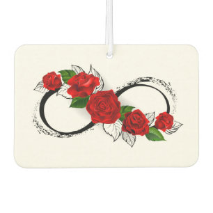 Désodorisant Pour Voiture Symbole d'infini avec les roses rouges