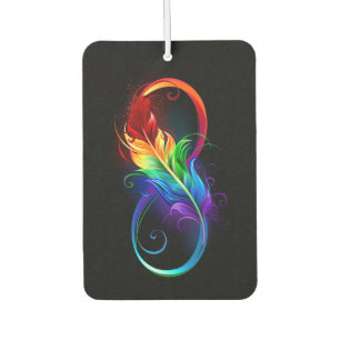 Désodorisant Pour Voiture Symbole d'infini avec plume arc-en-ciel