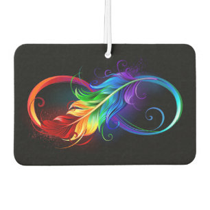 Désodorisant Pour Voiture Symbole d'infini avec plume arc-en-ciel