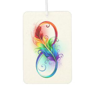 Désodorisant Pour Voiture Symbole d'infini avec plume arc-en-ciel