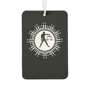 Désodorisant Pour Voiture Symbole du zodiaque Balance avec des étoiles noir