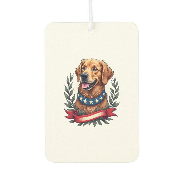 Désodorisant Pour Voiture T-shirt artistique américain avec Golden Retriever (Devant)