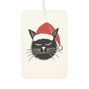 Désodorisant Pour Voiture T-Shirt Noël Amateur de Chat Santa Mignon Hommes F