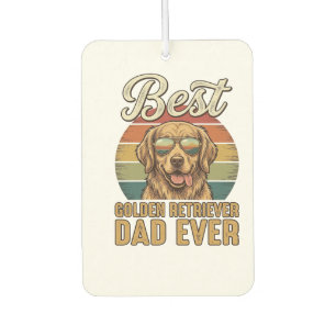 Désodorisant Pour Voiture T-shirt Papa Golden Retriever Sunset Vintage Ever 