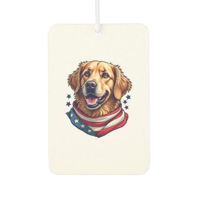 Désodorisant Pour Voiture T-Shirt Vintage Rétro Golden Retriever Star Spangl (Devant)