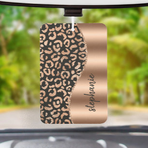 Désodorisant Pour Voiture Taches de léopard glamour Rose Gold Noir Métallisé