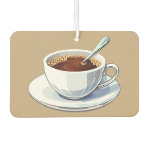Désodorisant Pour Voiture Tasse à café blanche sur une soucoupe remplie de c