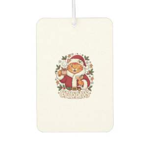 Désodorisant Pour Voiture Tchin Tchin Noël Chat Orange Chapeau de Père Noël 