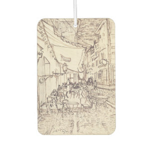 Désodorisant Pour Voiture Terrasse du Café la nuit, Dessin d'art fin, Van Go