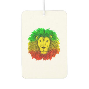 Désodorisant Pour Voiture Tête de lion rasta rouge jaune vert dessin Jamaïqu