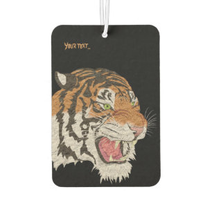 Désodorisant Pour Voiture Texte personnalisé Aquarelle de tigre sauvage noir