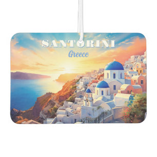 Désodorisant Pour Voiture Texte personnalisé Coucher de soleil Santorin Grèc