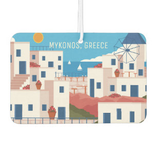 Désodorisant Pour Voiture Texte personnalisé Mykonos Grèce