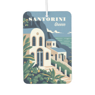 Désodorisant Pour Voiture Texte personnalisé Santorin Grèce