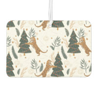 Tigre mignon et arbres de Noël motif
