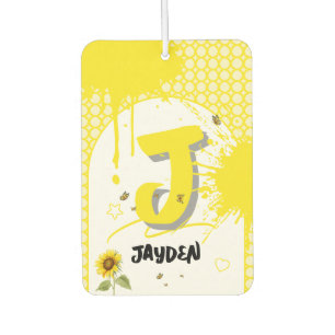 Désodorisant Pour Voiture Tournesol à l'aquarelle avec papillons
