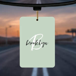 Désodorisant Pour Voiture Trendy Vert Sauge Noir Blanc Monogramme