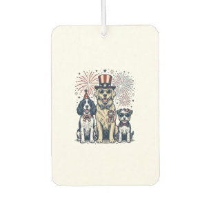 Désodorisant Pour Voiture Trio de chiens patriotiques dessin vintage pour ch