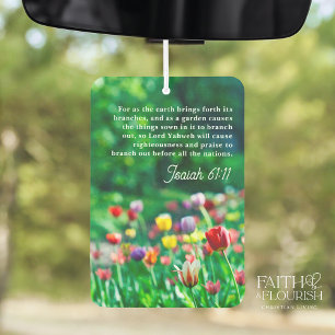 Désodorisant Pour Voiture Tulipe colorée Jardin Bible Écriture