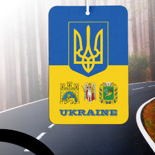 Désodorisant Pour Voiture Ukraine villes Car Air Freshener, drapeau ukrainie