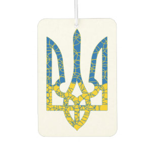 Désodorisant Pour Voiture Un trident ukrainien texturé drapeau d'Ukraine cou