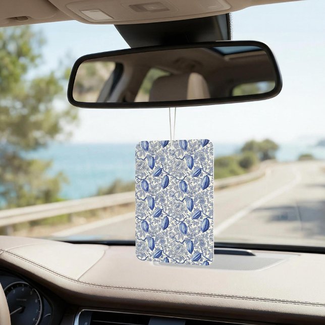 Désodorisant Pour Voiture Unique Blue Toile Cocoa Chic Botanical Pattern (Créateur téléchargé)
