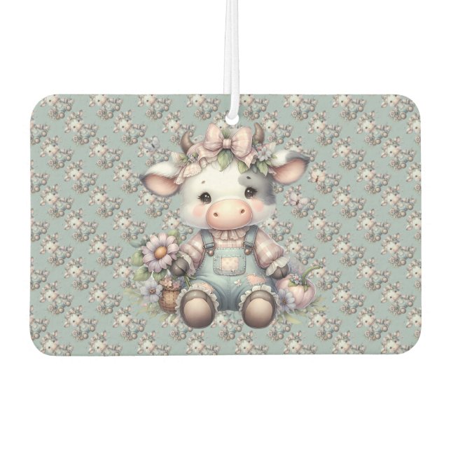 Désodorisant Pour Voiture Vache Bébé mignonne Pastel dans les salons avec fl (Devant)