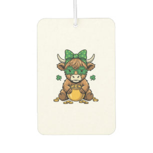 Désodorisant Pour Voiture Vache Highland St Patrick Pot d'or Art Vintage_1