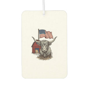 Désodorisant Pour Voiture Vache Longhorn Patriotique et Conception Vectoriel