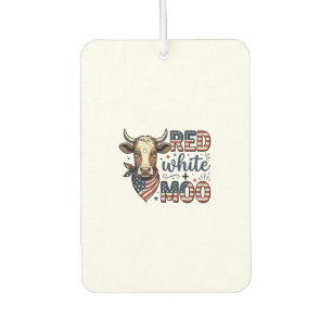 Désodorisant Pour Voiture Vache Patriotique Rouge Blanc Moo Chemise 4 Juille