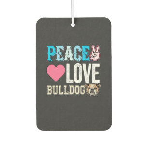 Désodorisant Pour Voiture Vecteur Peace Love Bulldog