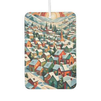 Désodorisant Pour Voiture village d'hiver sous la neige vintage