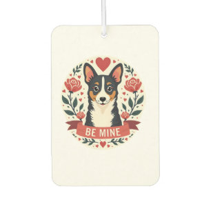 Désodorisant Pour Voiture Vintage Be Mine Corgi Saint-Valentin Floral Art Po