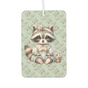 Désodorisant Pour Voiture Vintage habillé Cottagecore Raccoon Pastel